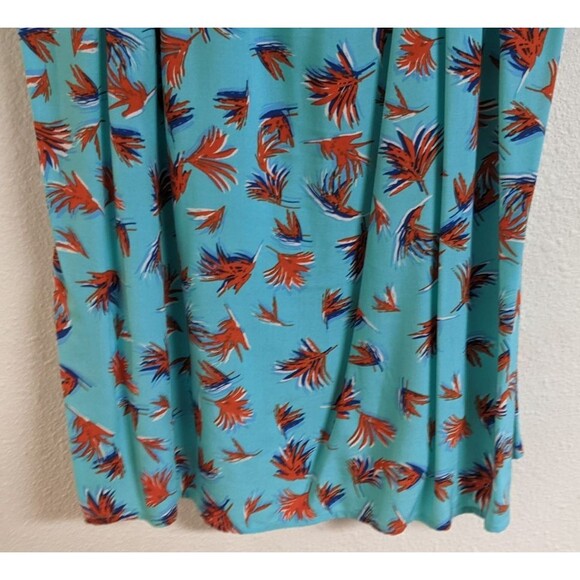 Women's Cabi # 5230 "Tassle Tank" Rayon Palm Leaf Print Aqua Blue/Red SM - Picture 7 of 11
